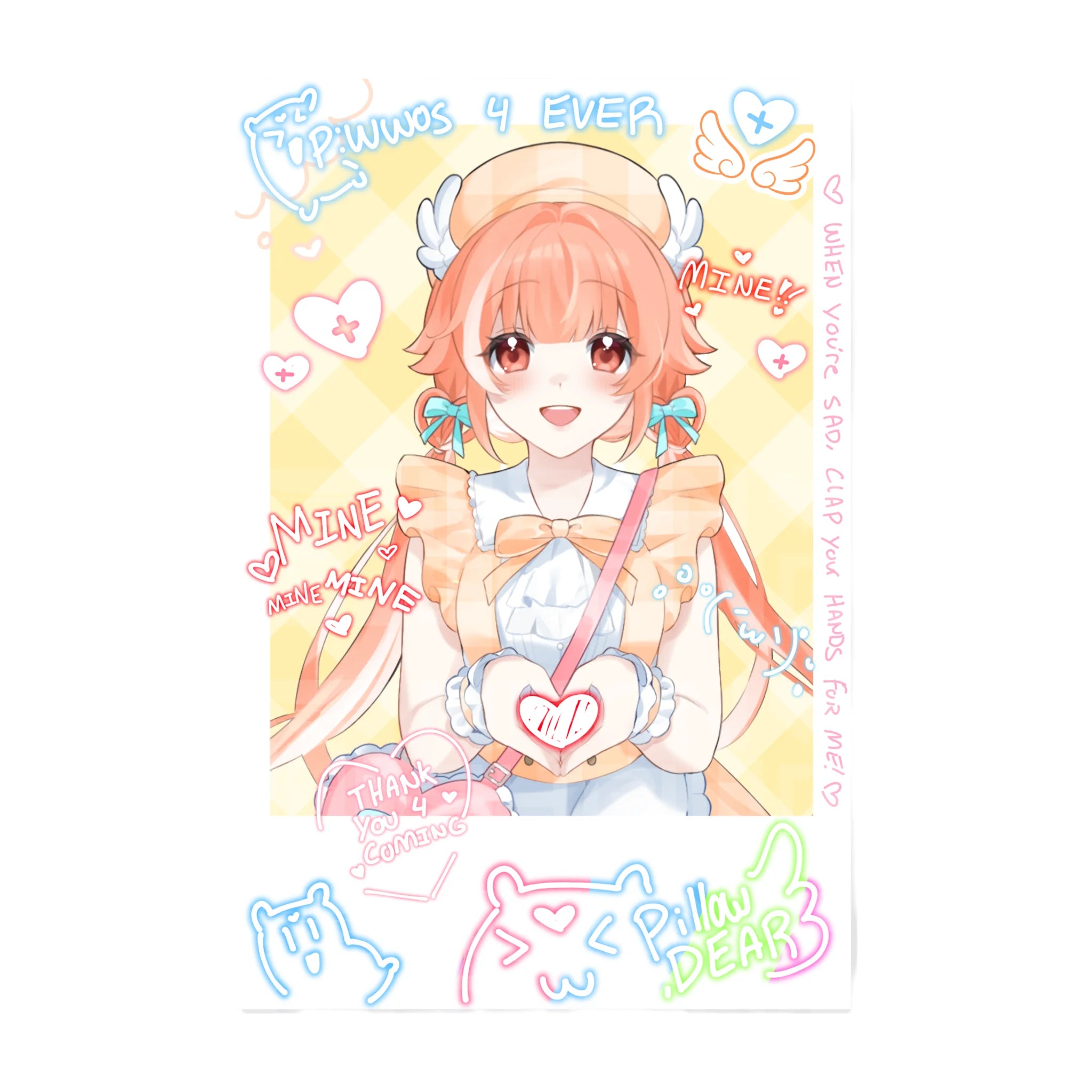 V-Idol Cafe Signed Cheki Pillowdear Penlight